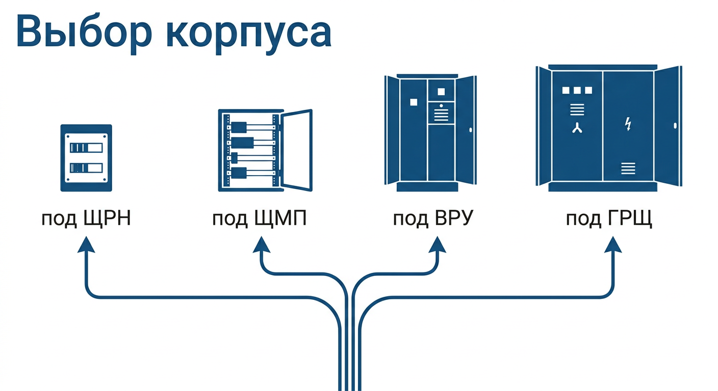 Выбор электротехнического корпуса под ЩРН, ЩМП, ВРУ, ГРЩ