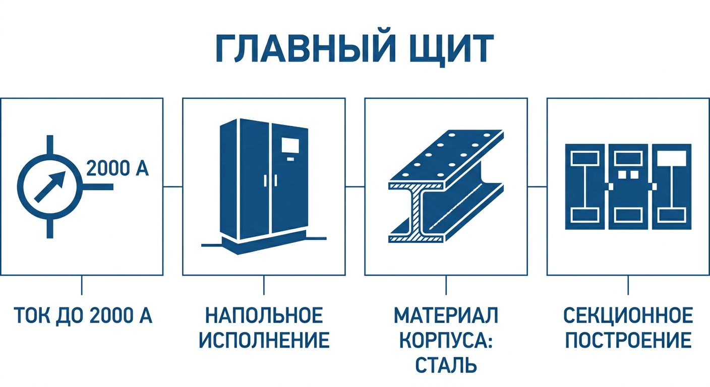 Главный распределительный щит ГРЩ: ток до 2000 А