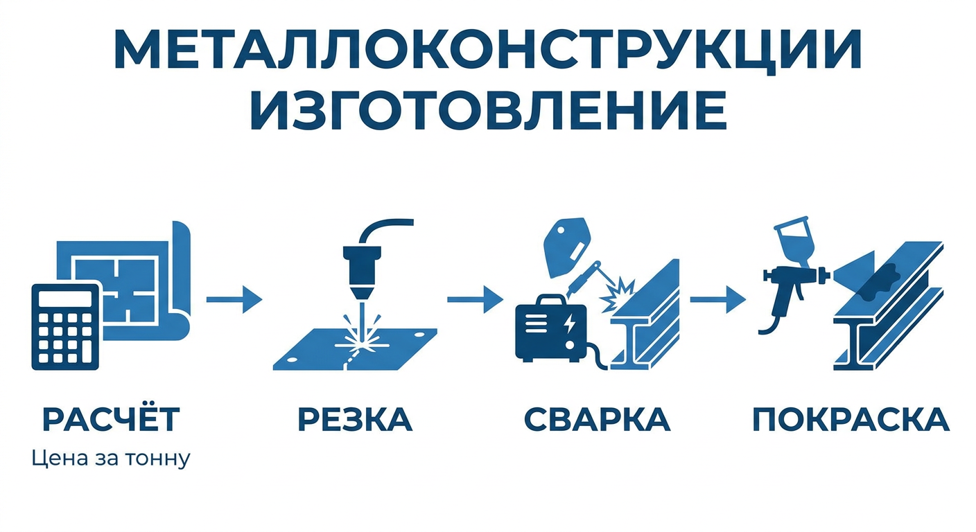 Этапы изготовления металлоконструкций, расчёт за тонну