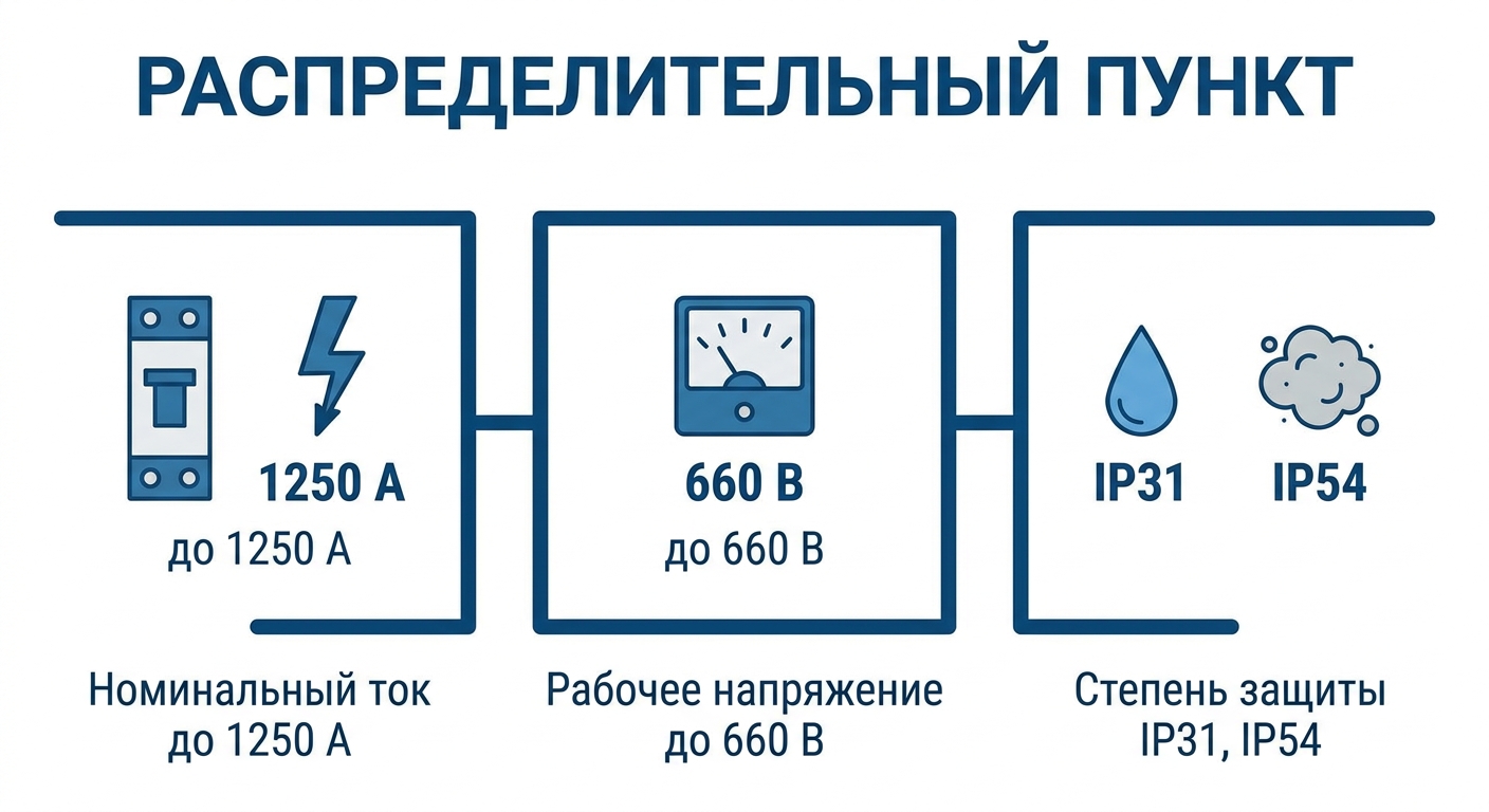 Пункт распределительный ПР: ток до 1250 А