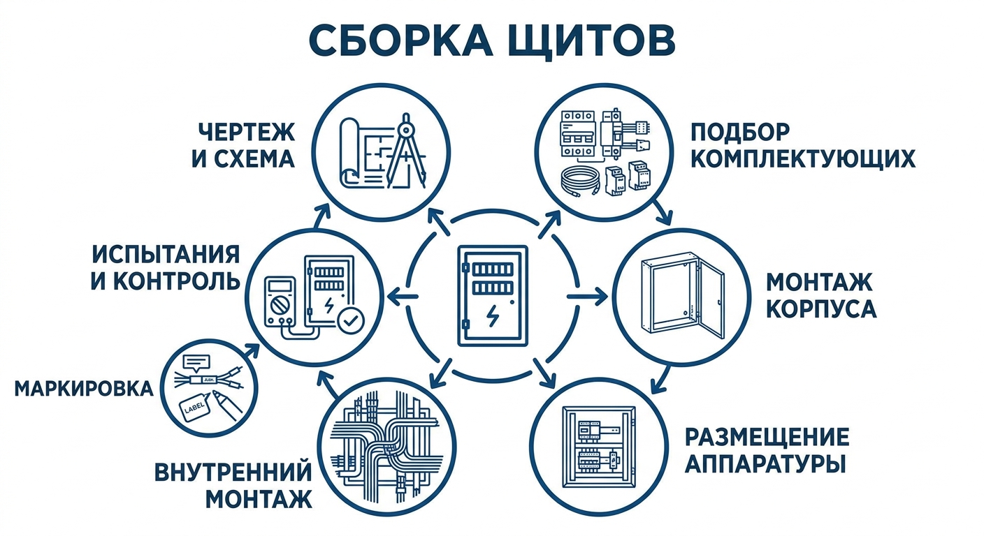 Семь этапов сборки электрощита от чертежа до испытаний