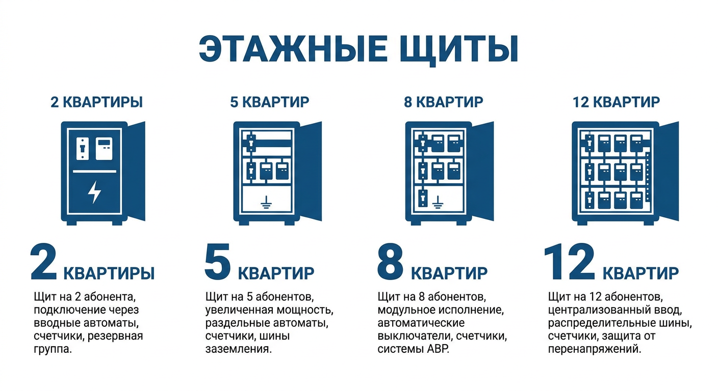 Щиты этажные ЩЭ на 2-12 квартир