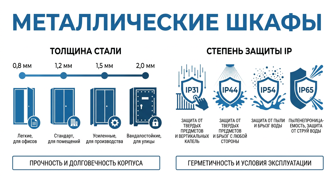 Толщина стали и степень защиты металлических шкафов