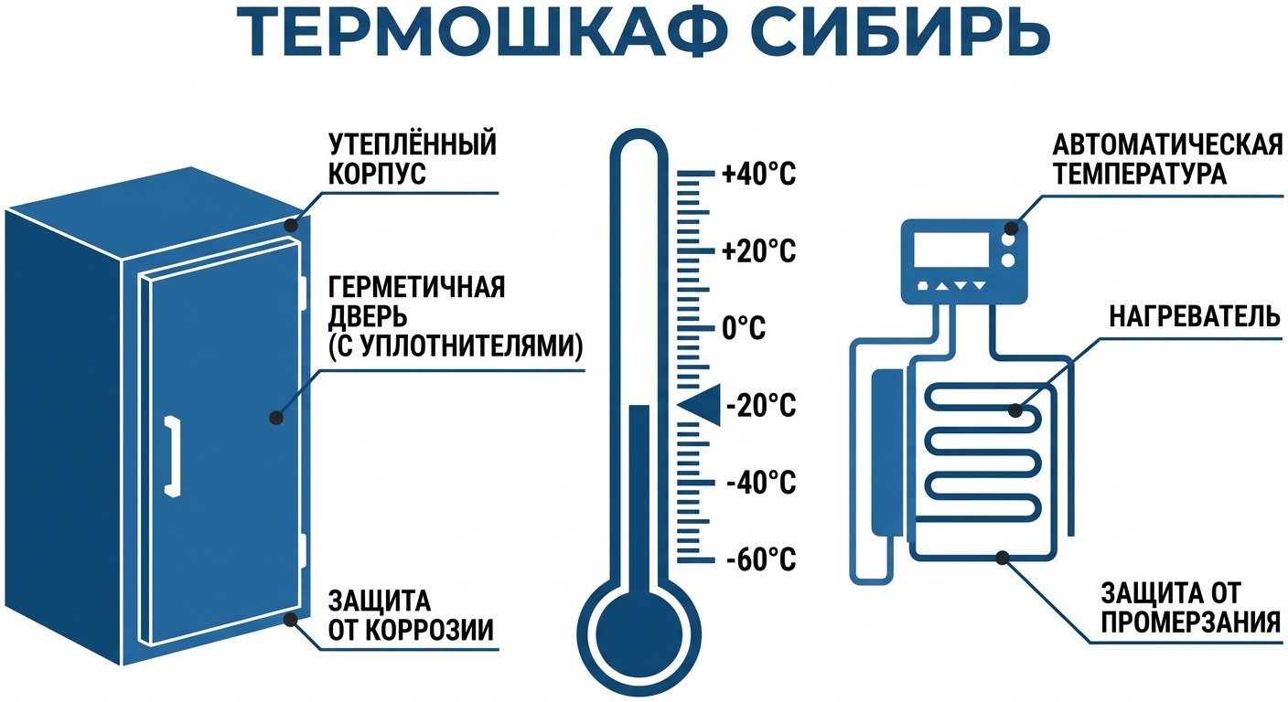 Термошкаф для Сибири: диапазон минус 60 плюс 40 градусов