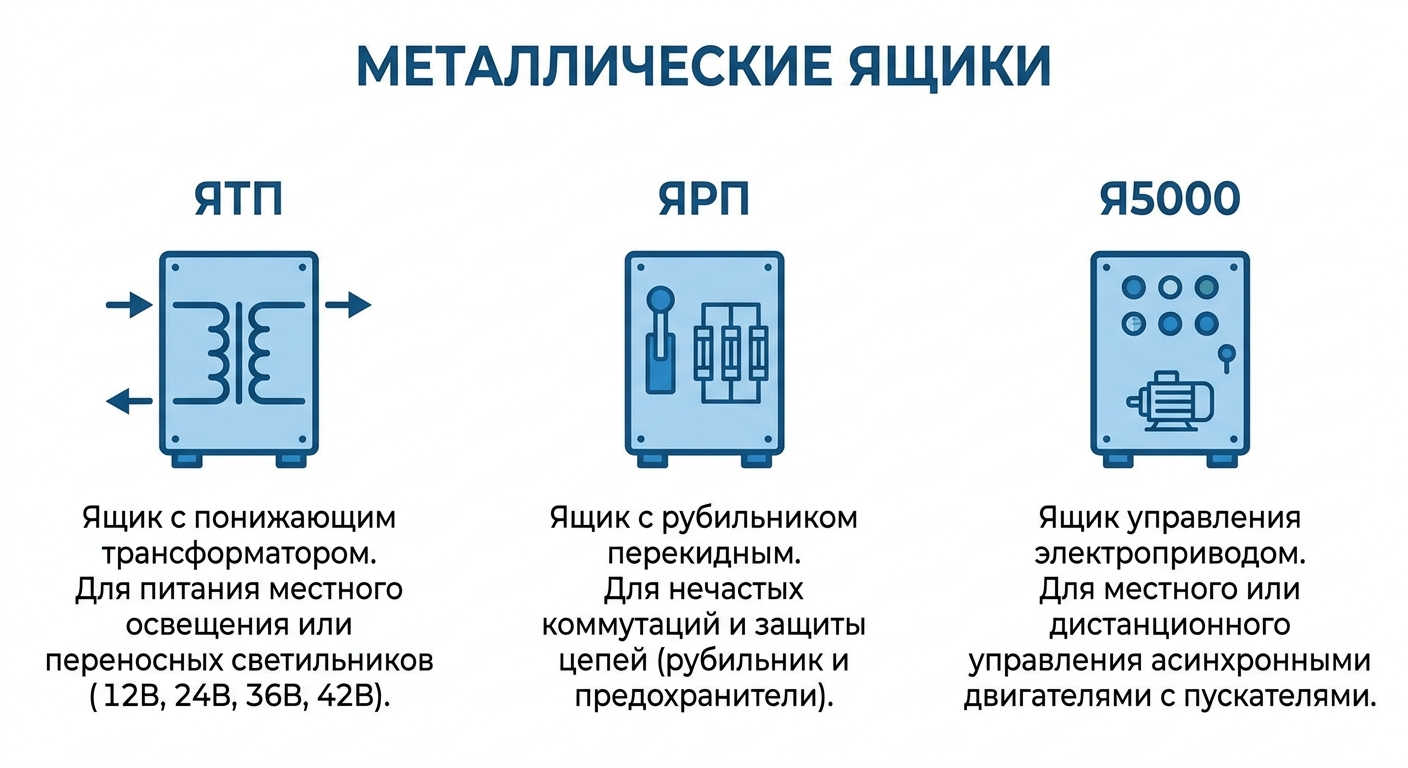 Виды металлических ящиков ЯТП, ЯРП, Я5000